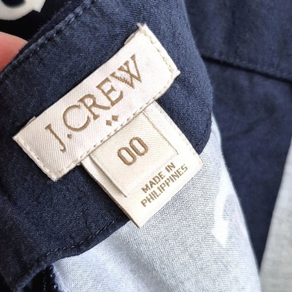 J. Crew Navy Blue White Anchor Print Mini Skirt With Pockets‎ Womens 00